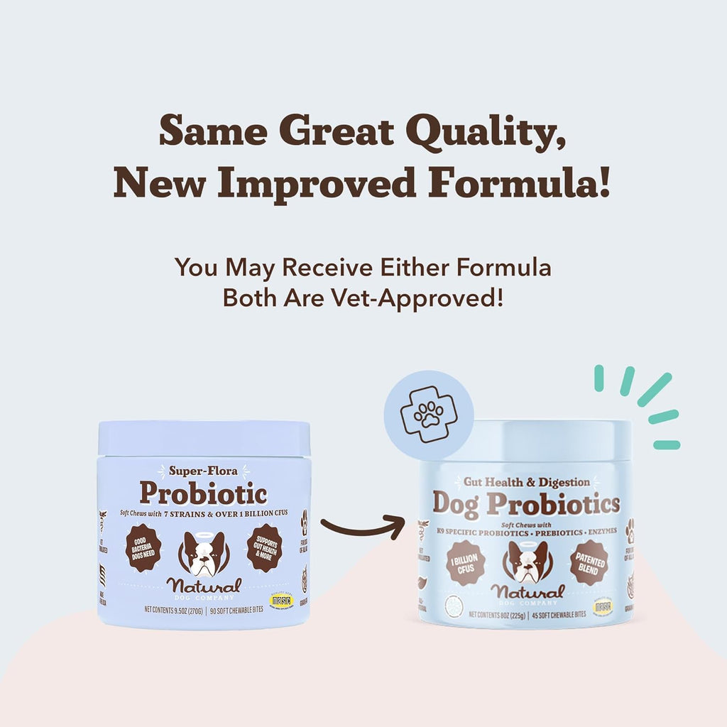 Natural Dog Company Gut Health & Probiotic Chews for Dogs (45 Ct), Prebiotics, Digestive Enzymes & Canine Specific Probiotics for Digestion, Gas, Loose Stool & Immune System Support, 1 Chew Daily