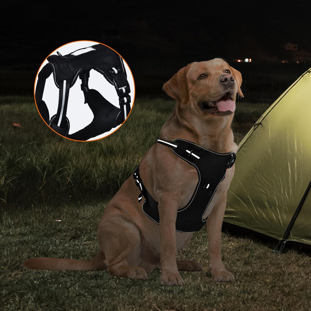 Amazon Basics No Pull Dog Harness, Adjustable Front Clip, Tactical Vest, Medium, Black