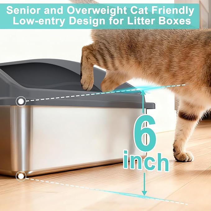 AIPERRO Stainless Steel Litter Box | XL Enclosed Cat Litter Boxs - Image 4