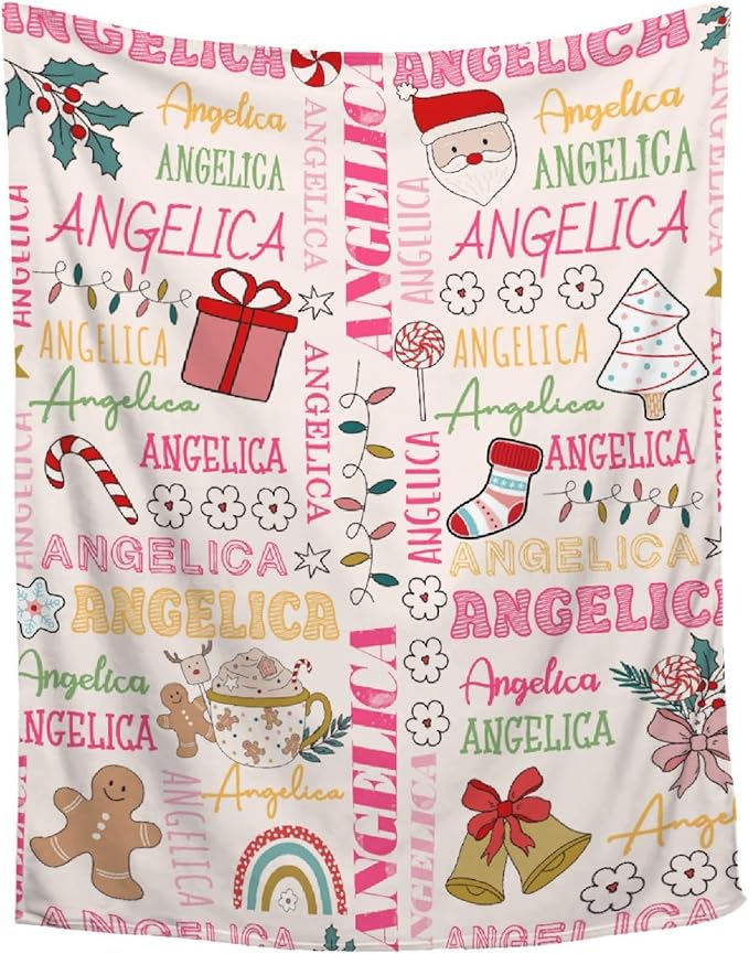 Custom Plush Cozy Blanket | Personalized Name Blanket for Boys and Girls | Christmas Decor Gift | 60"x80"-Adults/Twin Size