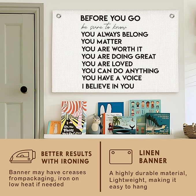 Lacama Mental Health Positive Affirmations Inspirational Wall Art for Classroom Therapist Office Decor, Inspirational Wall Hanging Banner Decor for Kids Teen Room Bedroom Playroom 30x20 Inch