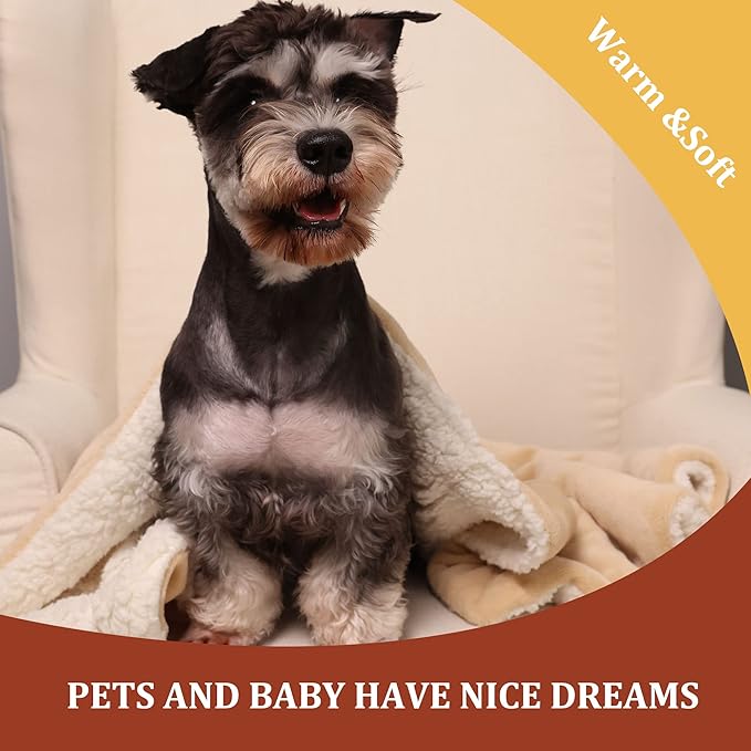 NANPIPER Baby Sherpa Blanket,Warm Toddler Throw Blanket,Soft Newborn Fleece Blanket for Winter (Beige,30x40 inches)