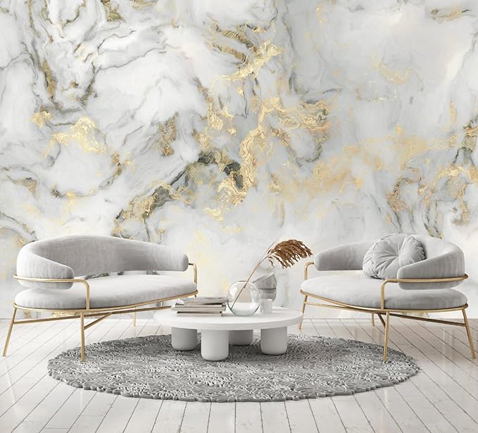 Abstract Marble Wallpaper Gold Art Textured Wall Mural Office Living Room（Not Peel and Stick）