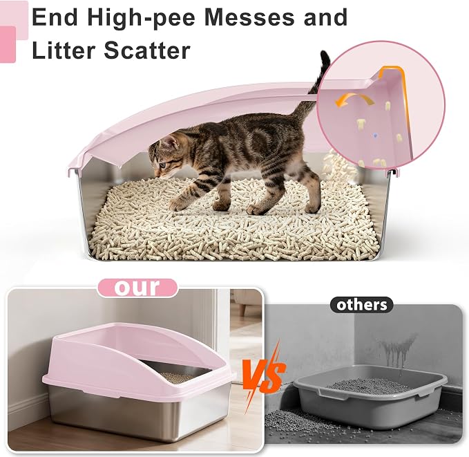 Stainless Steel Litter Box | XXL Deepened 8" Design Enclosed Box - Image 3