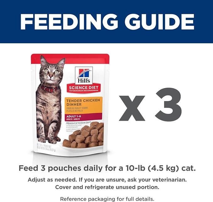 Hill's Science Diet Adult 1-6 Wet Cat Food, Tender Chicken, 2.8 oz. Pouches - Image 9