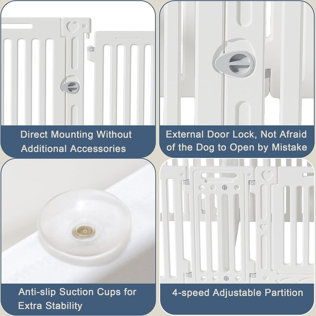 2 Room Dog Playpen with Door,DIY Shape Combination Puppy Pen,16-Panel+2 Link Piece+Large Door+Small Door,25.5" H Dog Fence,Non-Slip&Secure Pet Gate,Easy to Assemble