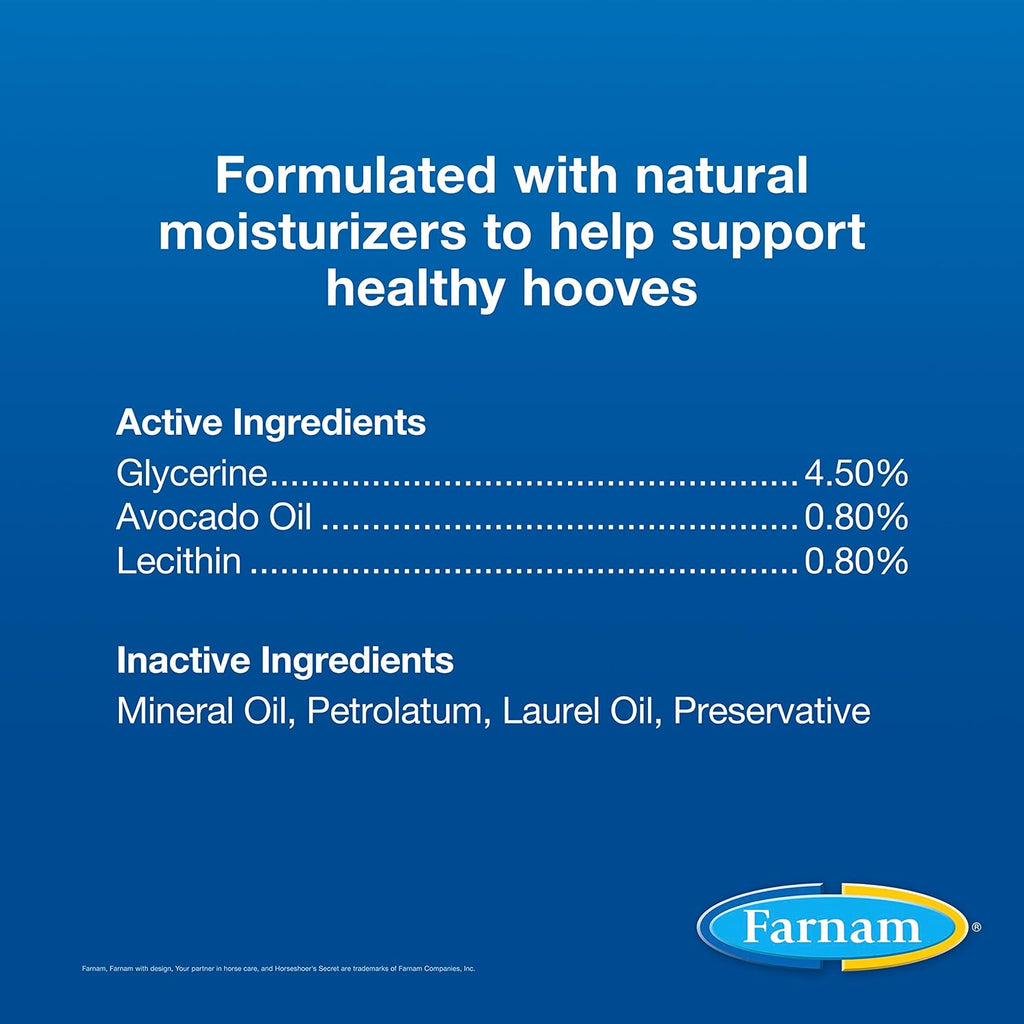 Farnam Horseshoer's Secret Deep-Penetrating Hoof Oil for Horses, Conditions Dry Hooves and Prevents Cracks, Splits and Contracted Heels, Contains Avocado Oil, 32 Oz.