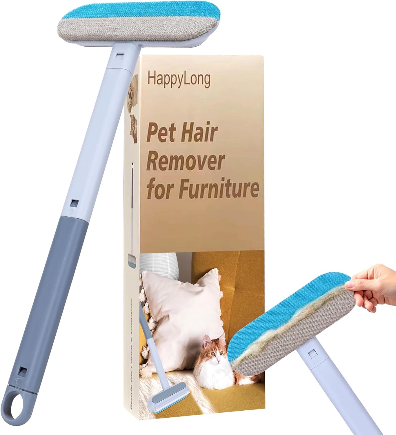 Pet Hair Remover for Furniture, Reusable, Effective Lint Brush for Dog and Cat Hair - 17.3Inch Multifunctional Fur Removal Tool, Gentle on Couches, Carpets, Clothes, Bedding