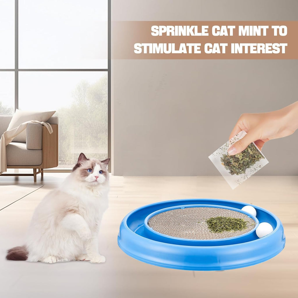 Cat Scratching Board with Balls for Cats Grinding Claw, Round Cat Scratcher Interactive Toy, Cat Ball Track Scratcher Pad for Cats Exercise Play(Grey)