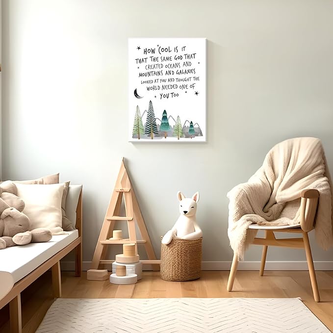 Dytila Christian Nursery Wall Art - Mountain Pictures Baby Boy Nursery Decor, Inspirational Religious Decor, Toddler Boy Room Decor, Faith Paintings, Christening Gifts for Boys 12x16 Inch