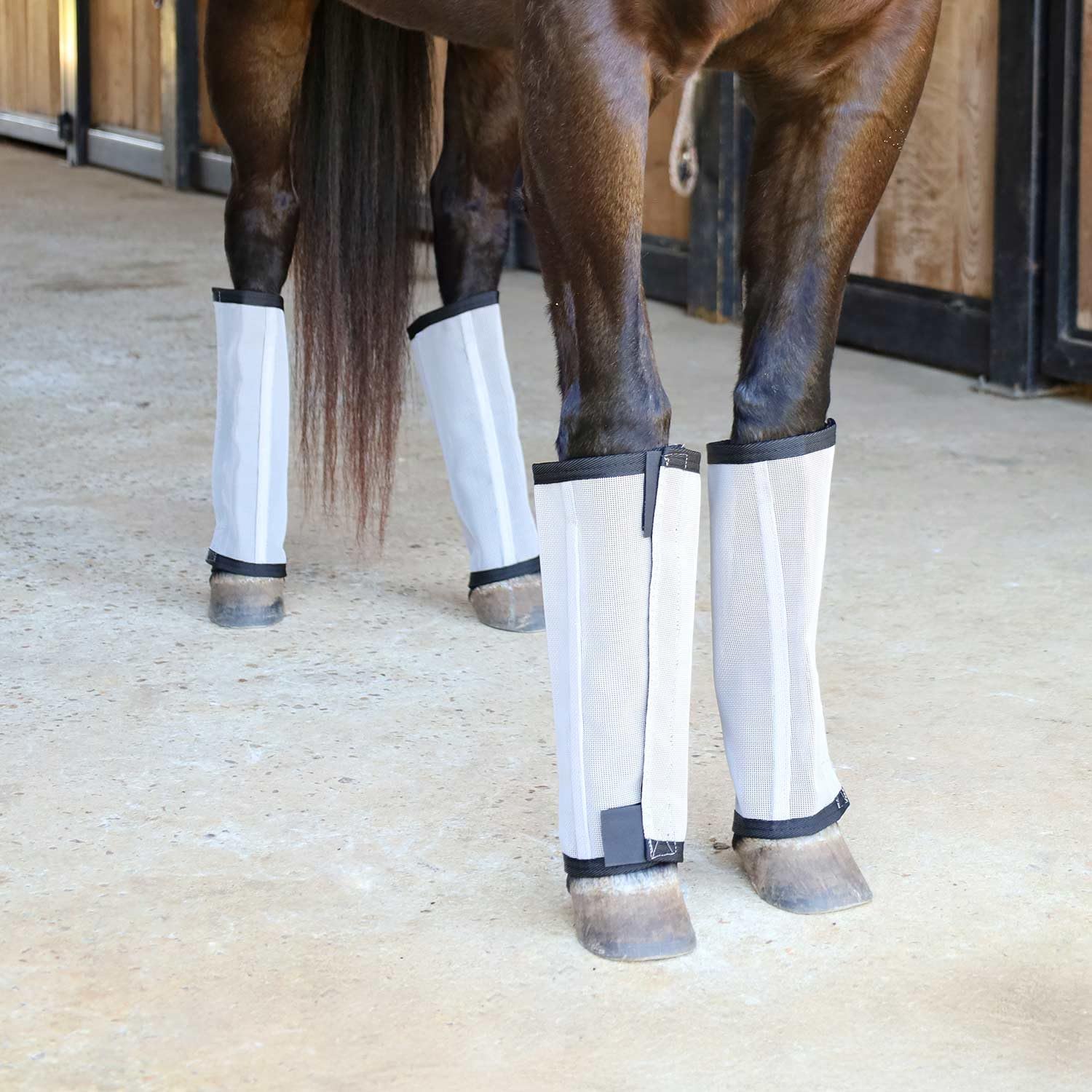 Jeffers Romper Stomper Fly Boots for Horses - Grey, Large – Breathable Mesh Leg Wraps for Insect Protection, Stable Accessories for Summer Turnout, Ride Gear, Horse Hoof & Leg Care - 4 Pack
