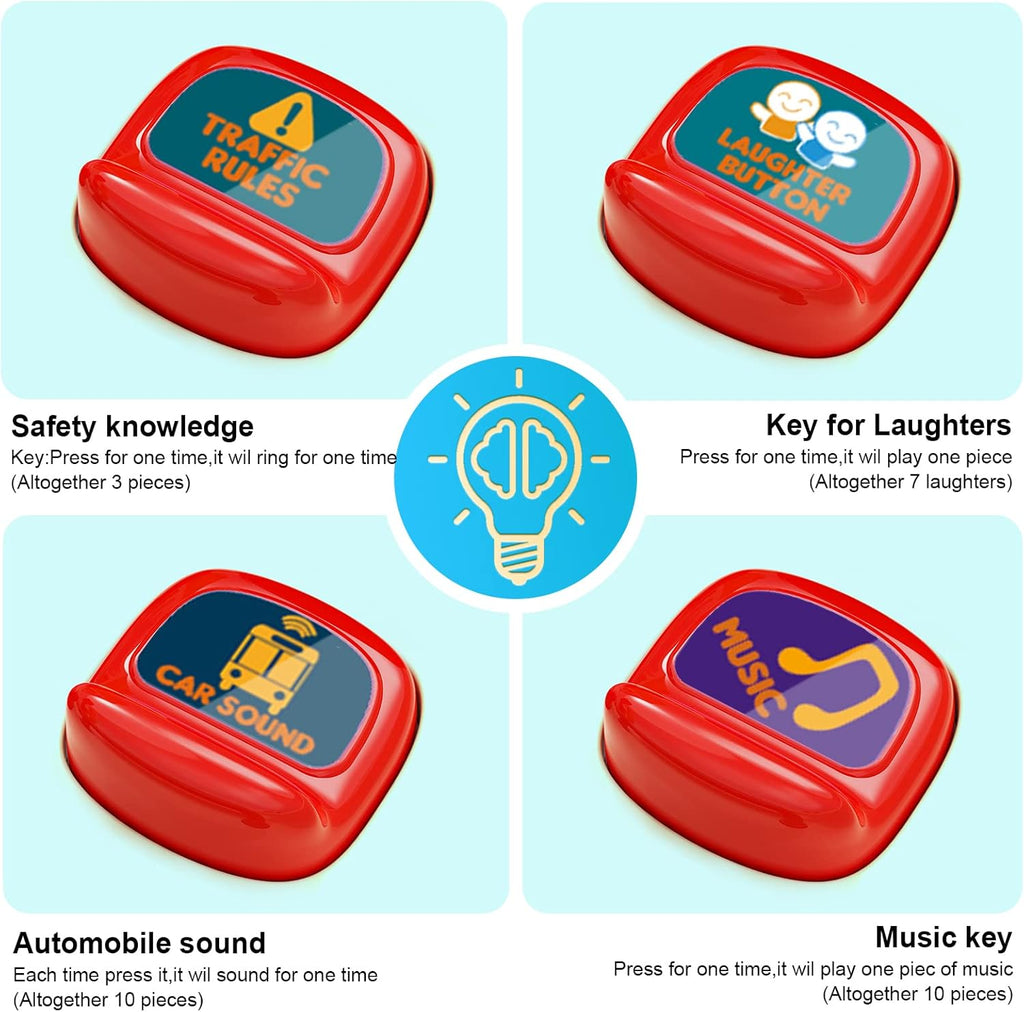 HONGTUO Bus Toy with Sound and Light, Simulation Steering Wheel Gear Toy, Toddlers Bus Toys with Music Education Knowledge Simulation Driving Bus Toys, Gift for 1-3-5 Boys & Girls