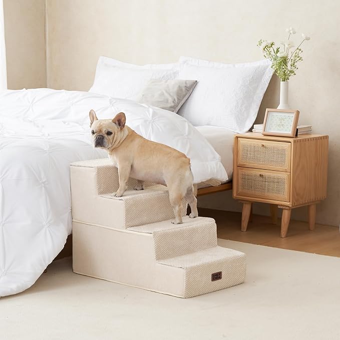 EHEYCIGA Dog Stairs for Bed 20" H, 4-Step Extra Wide Dog Steps for High Bed - Image 5
