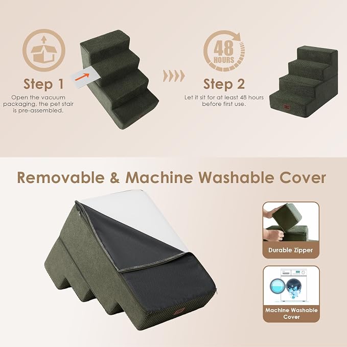 EHEYCIGA Dog Stairs for Bed 18" H, 4-Step Dog Steps for High Bed, Pet Steps for - Image 6
