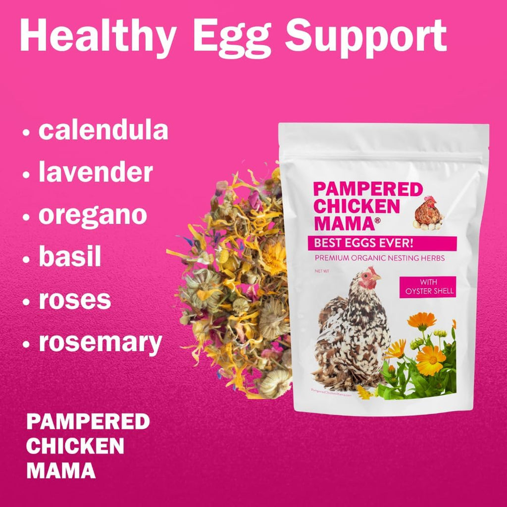 Pampered Chicken Mama Best Eggs Ever! Nesting Herbs for Chickens (8 Pounds Total) for Chicken Nesting Boxes Calcium Supplement for Chickens | Chicken Feed Supplies, Hen Treats for Coops (8 Bags)