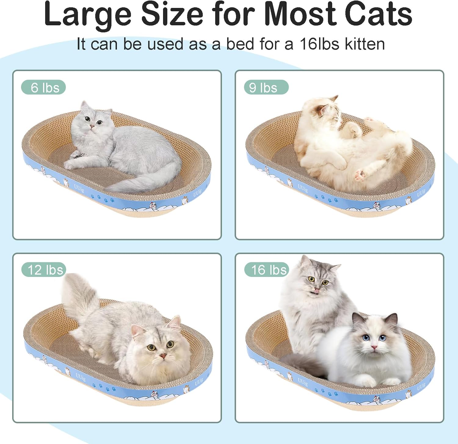 Cat Scratcher, 19.6x12.5 inches Cardboard Cat Scratching Board, Large Cat Scratchers for Indoor Cats, Bowl-Shaped Cat Scratch Pad Bed with Catnip