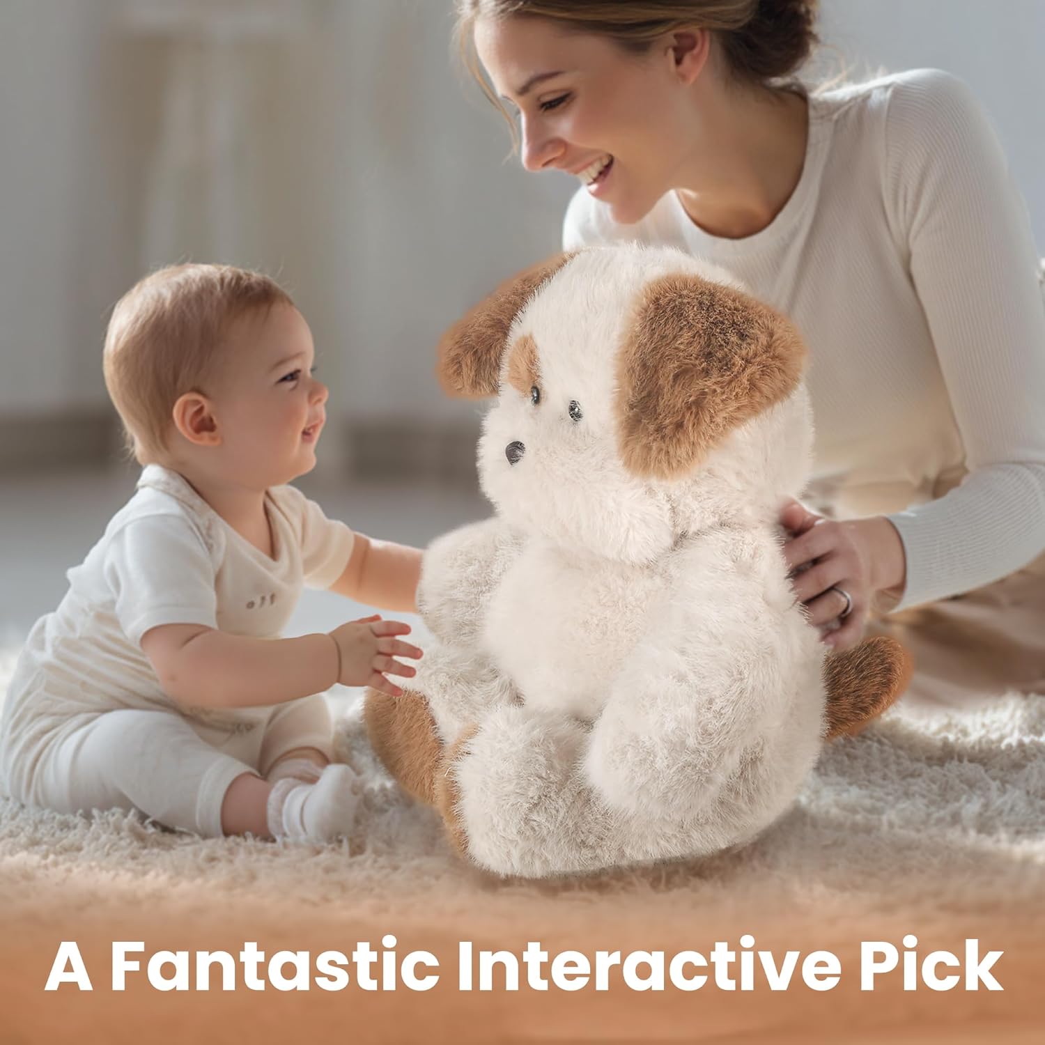 iPlay, iLearn Dog Stuffed Animal, Soft Plush Baby Toy, Infant 18" Big Cute Fluffy Puppy Toy, Ultra Soft Nursery Bedtime Huggable Birthday Gifts for Toddlers Girls Boys Kids Age 0 and up