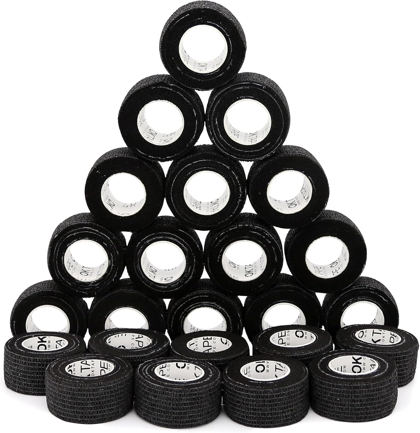 OK TAPE Self Adherent Cohesive Bandages Wrap - 24Packs, 1" x 5 Yards, Non-Woven Self Adhesive Bandage Wrap for Thumb, Finger, Wrist, Ankle, Vet Wrap Bandages Tape (Black)