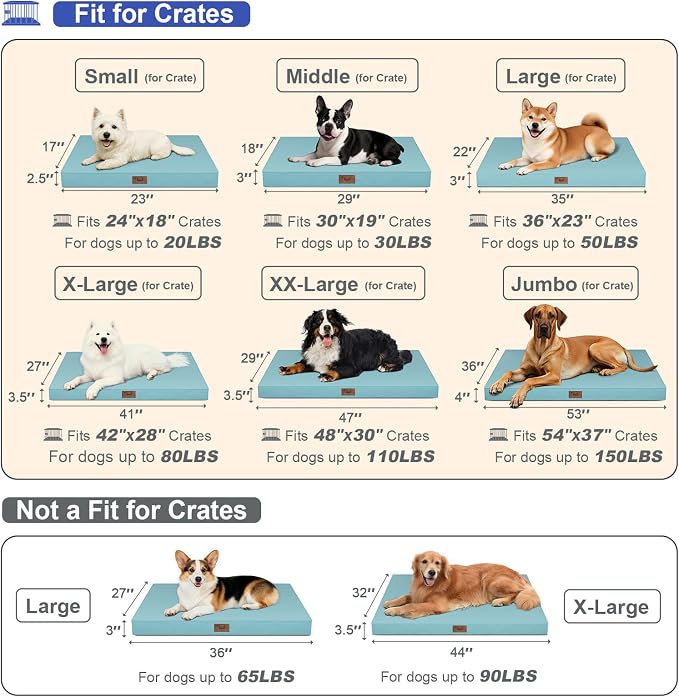 Outdoor Large Washable Dog Bed, Orthopedic Egg Crate Foam Dog Crate Mat - Image 2