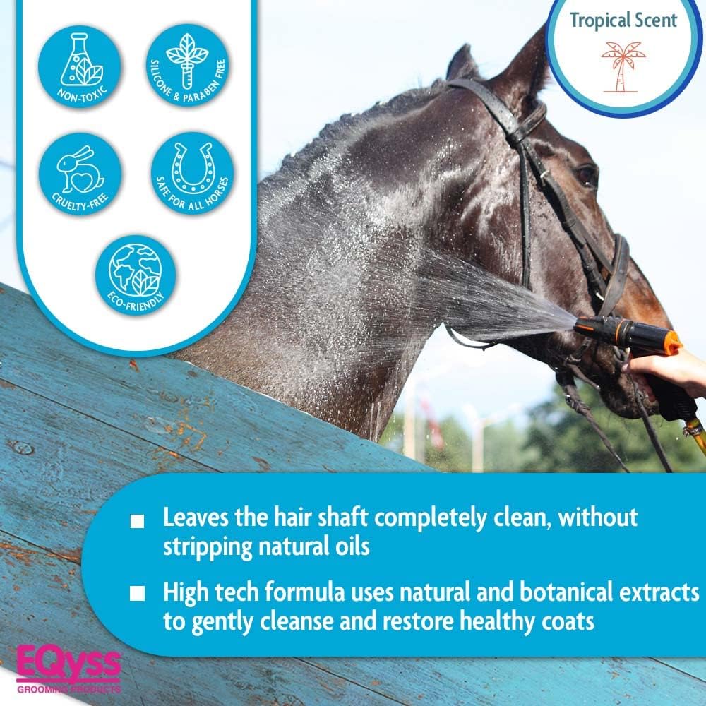 EQyss Premier Equine Horse Shampoo - Conditions and Moisturizes Coat, Enhances Color, Promotes Shine - Safe for All Horses & Pets, pH Balanced, USA Made