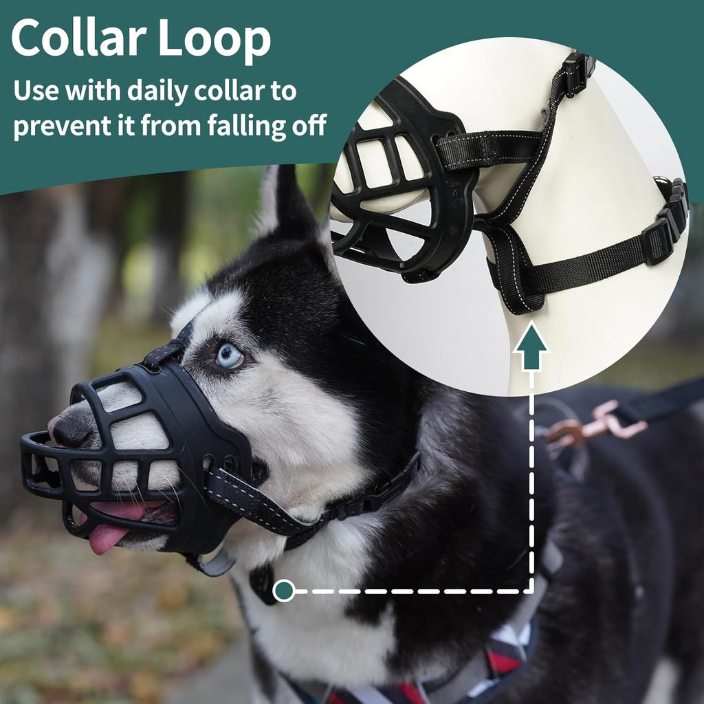 BARKLESS Dog Muzzle, Silicone Basket Muzzle for Small Medium Large Dogs, Soft Cage Mouth Cover Prevent Biting Chewing, Allow Drinking Panting, Suitable for German Shepherd
