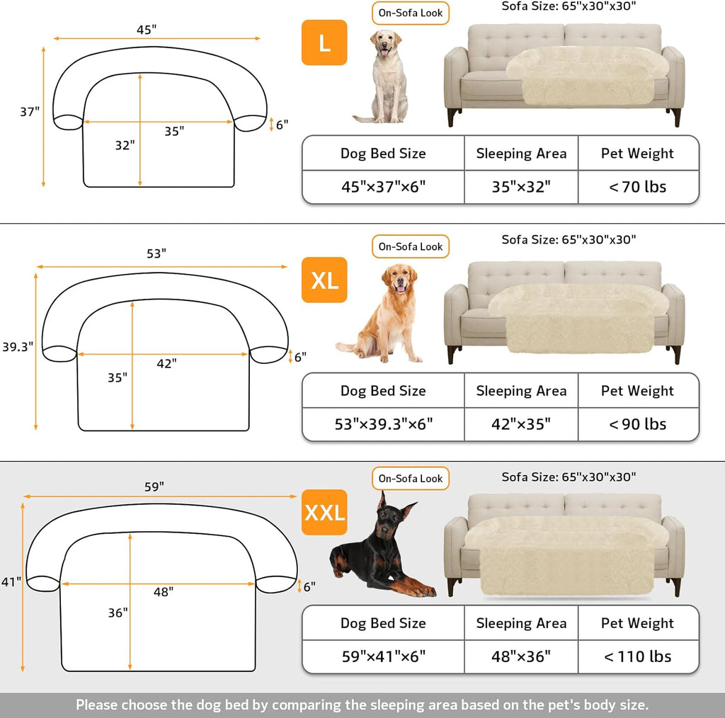 GGIB Calming Dog Bed Fluffy Plush Dog Mat for Furniture Protector with Removable Washable Cover for Large Medium Small Dogs and Cats (Extra Extra Large, Beige)