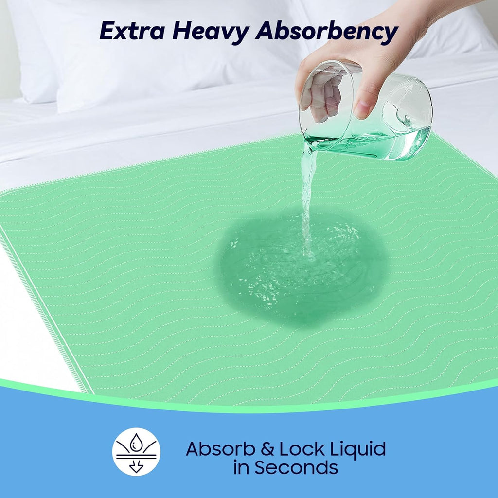 4 Pack 36” x 36” Extra Heavy Absorbency Washable Underpads, Waterproof Quick Drying Nursing Pads Incontinence Bed Pads, Reusable Washable Pee Pads for Dogs, Diaper Changing & Adults