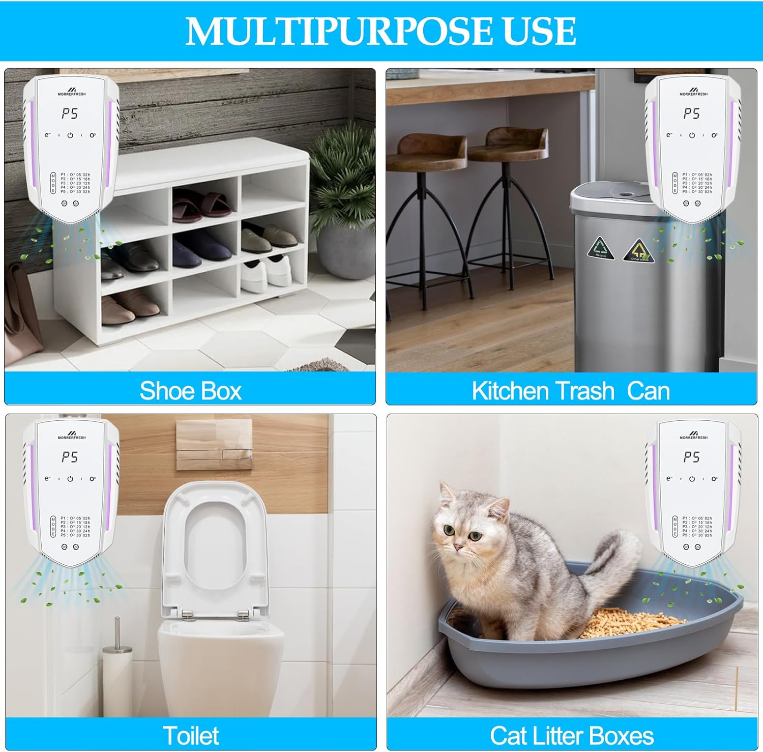 Cat Litter Deodorizer 99% Pets Poof Odor Eliminator White for Home Pets Litter Box Room Toilet Garage