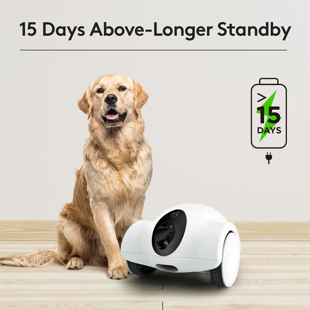 Pet Cameras with Phone App 15 Days Long Standby Pet Robot for Dog Treat Dispenser Feeder 1080P Full HD Dog Robot Camera 360°Move Freely 2-Way Audio (2.4G WiFi ONLY, No Bluetooth)