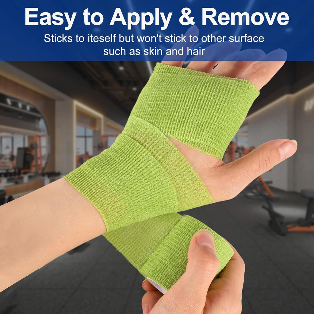 LDIWEE 24 Pack Self Adhesive Bandage Wrap 2 Inch, Vet Wrap for Dogs & Horses, Elastic Cohesive Tape for Athletic Sports, First Aid Medical, Ankle Sprains, Wrist Support