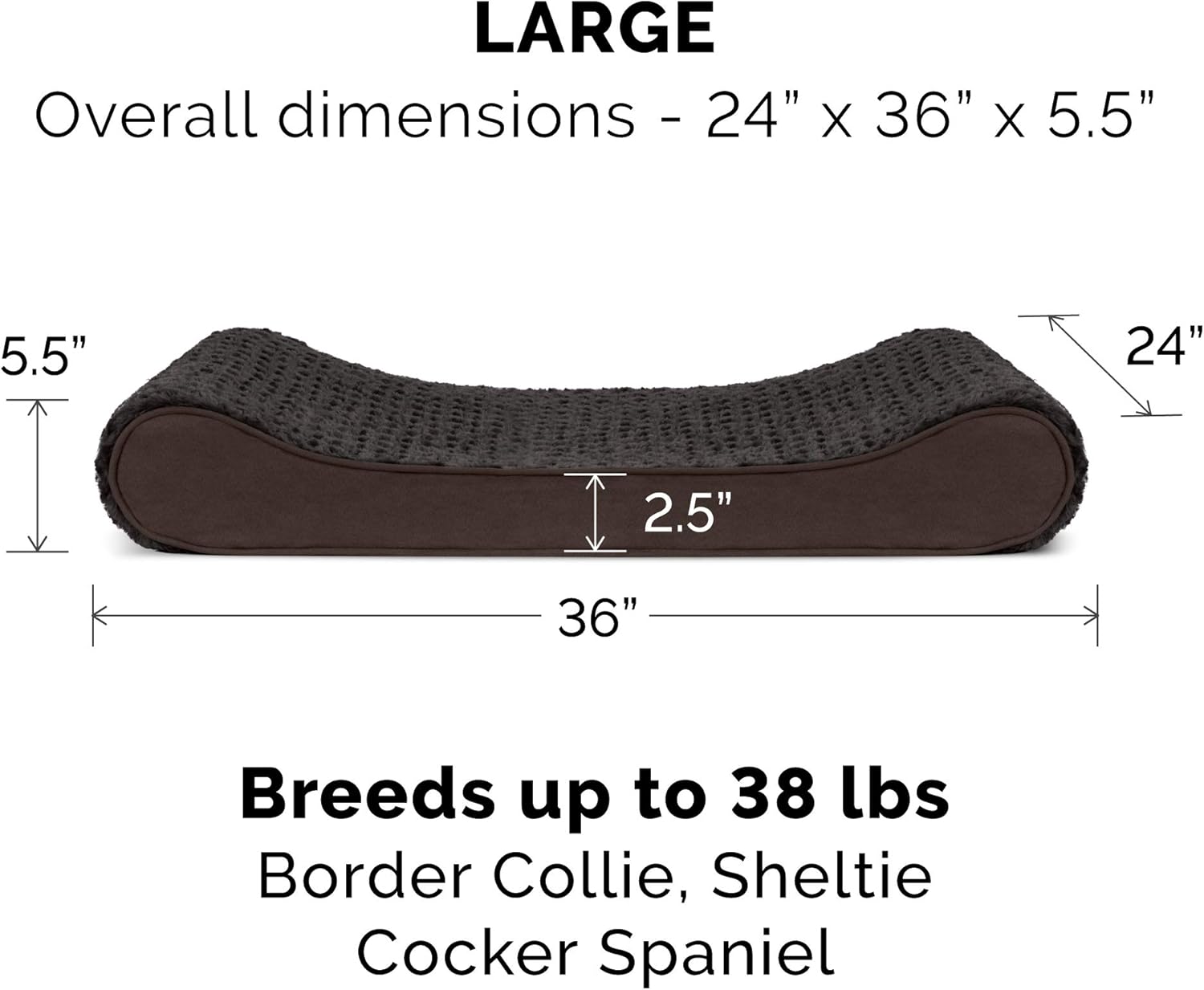 Furhaven Orthopedic Dog Bed for Large/Medium Dogs w/ Removable Washable Cover, For Dogs Up to 38 lbs - Ultra Plush Faux Fur & Suede Luxe Lounger Contour Mattress - Chocolate, Large