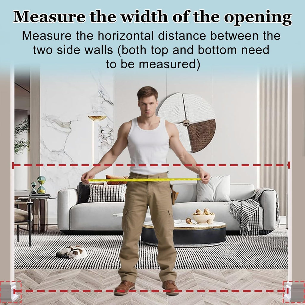 WAOWAO Triple Lock 49.21-66.54" Baby Gate Extra Wide Pressure Mounted Walk Through Swing Auto Close Safety White Metal Dog Pet Puppy for Stairs,Doorways,Kitchen