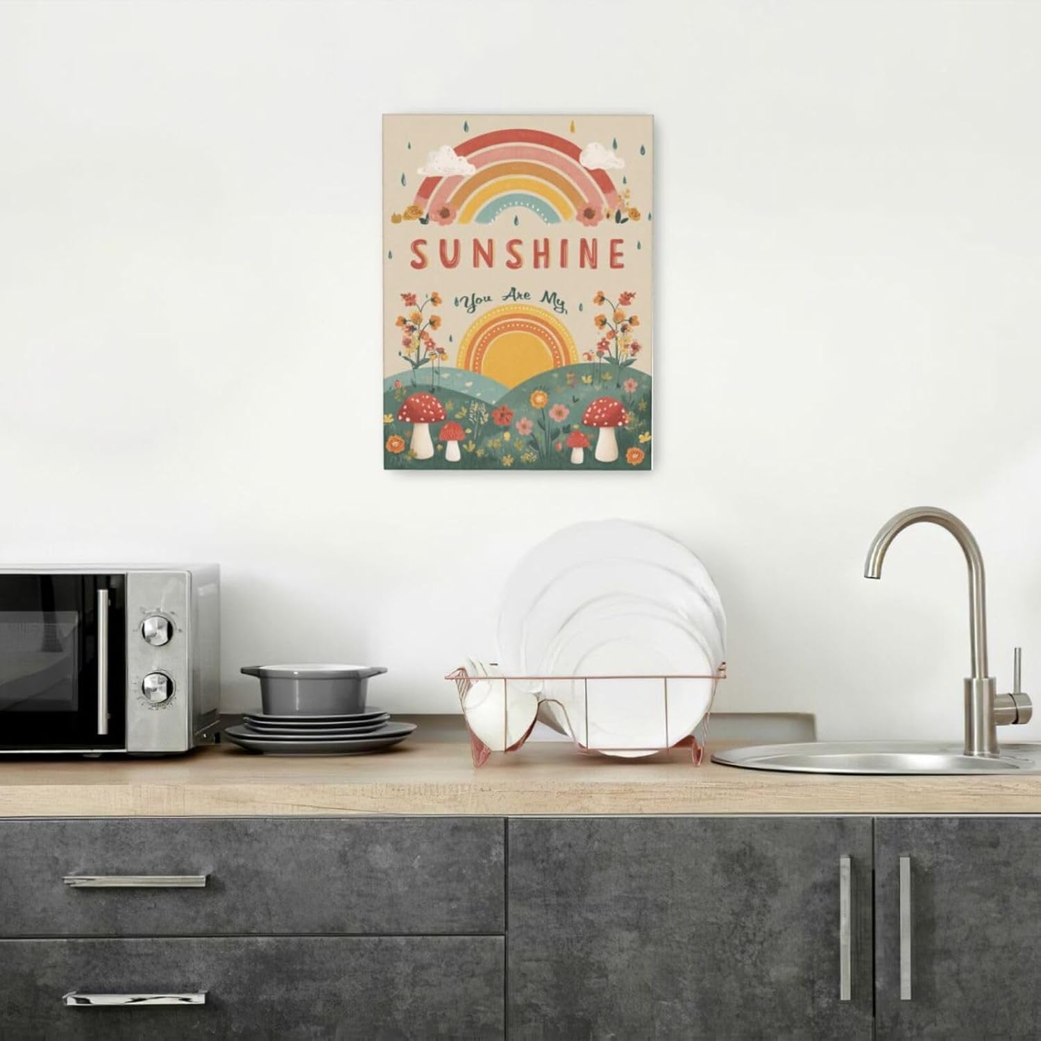 You Are My Sunshine Inspirational Canvas Wall Art Motivational Encouragements Wall Decor First Communion Gifts for Girls Boys Toddler Teens Pictures Painting Print Artwork Framed Decorations Nursery Dorm Bedroom 12"x16"