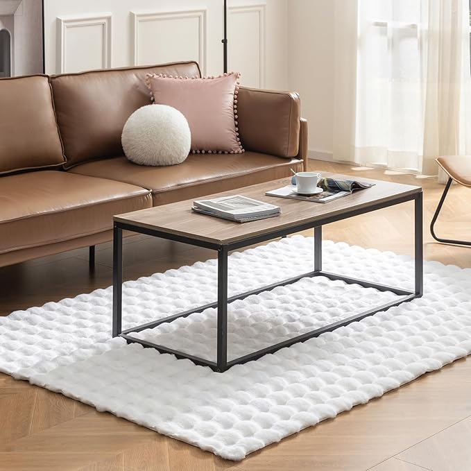 Ashler Faux Rabbit Fur Rug, White 6x9 FT Fluffy Soft Runner Area Rugs, Rectangle Fuzzy Carpet for Living Room, Bedroom, Machine Washable Shaggy Nursery - 3D Bubble Mat