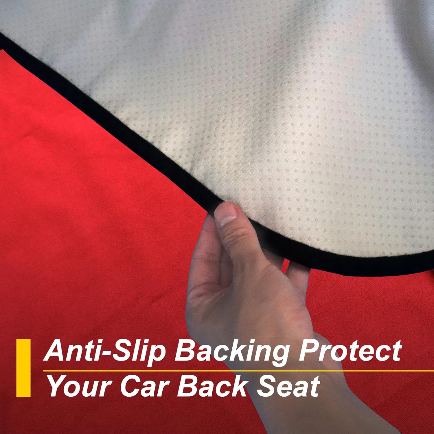 Back Seat Cover for Car Trucks Van SUV,Waterproof Rear Bench Towel Seat Covers for Dogs and Kids,Automotive Backseat Protector (Red)