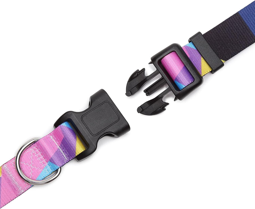 Mercano Adjustable Dog Collar - Special Design Patterns, Soft Nylon Comfortable Sturdy Pet Collar for Small Medium Large Dogs (L, Geometry Purple)