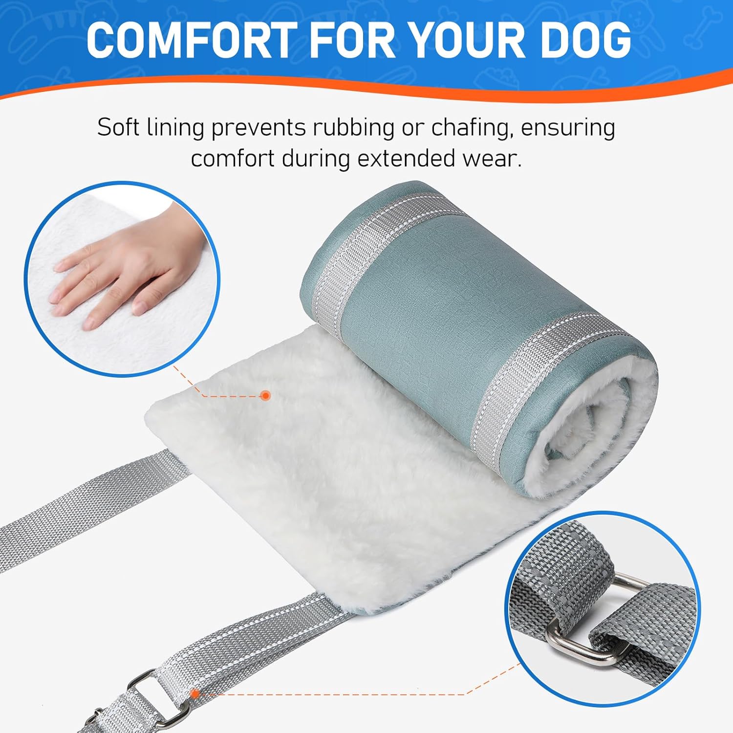 Dog Lift Harness for Large Dogs, Adjustable Dog Sling for Back Legs, Hip Support Harness to Help Lift Dogs Rear for Canine Aid and Old K9 Cruciate Ligament Rehabilitation - Large, Blue