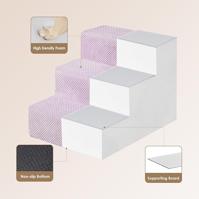 EHEYCIGA Dog Stairs for Small Dogs 13.5" H, 3-Step Dog Steps for Couch Sofa and - Image 3
