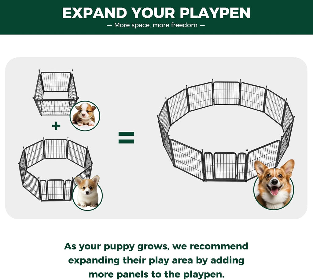 FXW Rollick Unleashed Dog Playpen for Indoor, Yard, RV Camping, 24 inch 4 Panels for Small and Puppy Dogs, Black│Patented