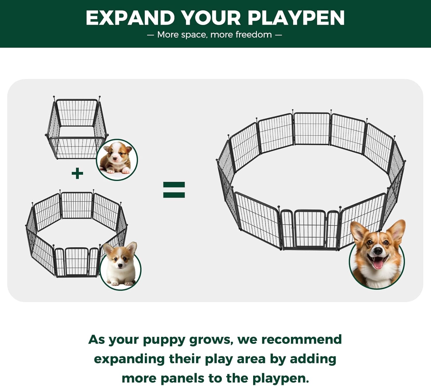 FXW Rollick Unleashed Dog Playpen for Indoor, Yard, RV Camping, 24 inch 4 Panels for Small and Puppy Dogs, Black│Patented