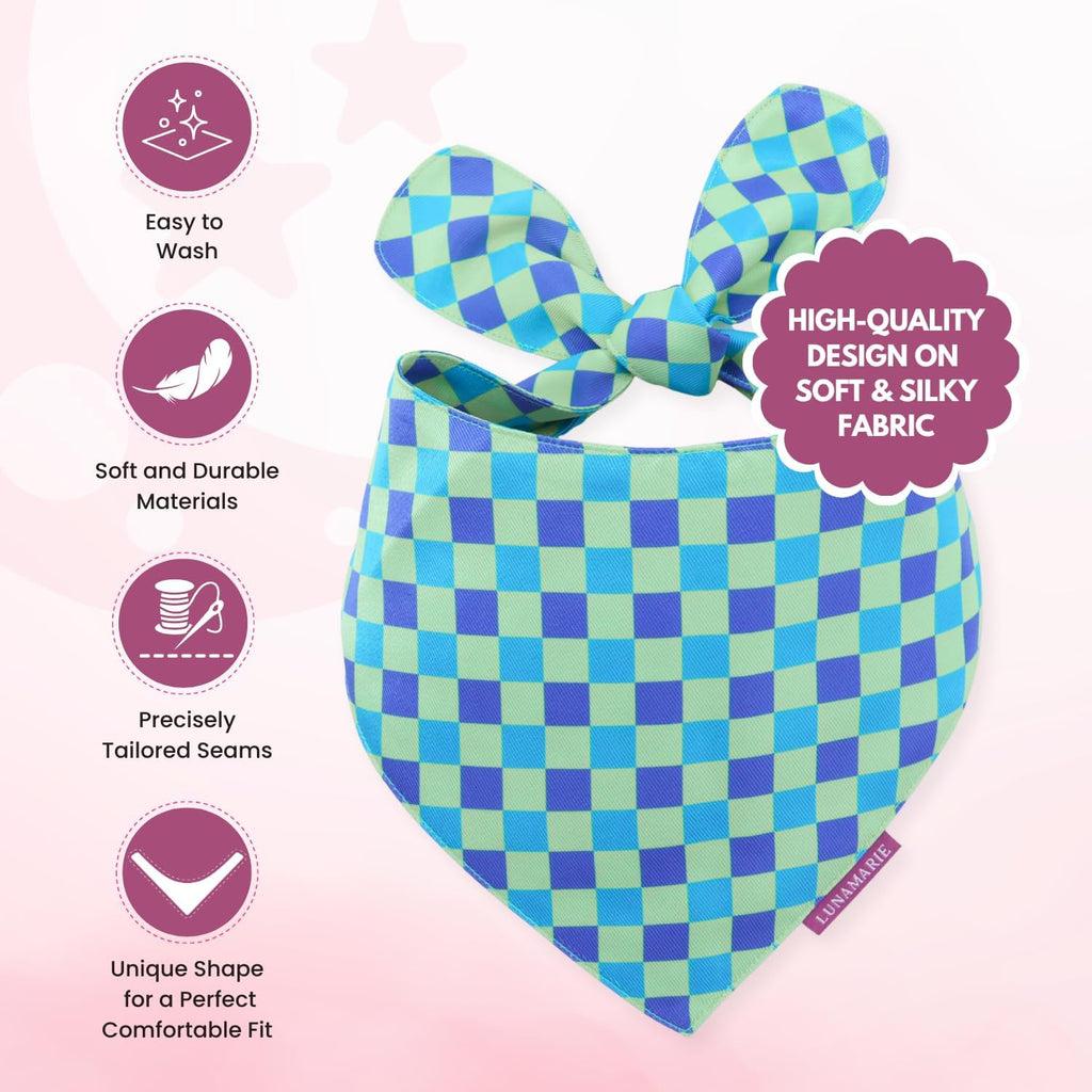 LunaMarie - Luxury Pet Birthday Bandanas -Premium & Silky Poly Fabric | 100% Handmade | Custom Shape Dual Layered (Electric Rebel, Medium)