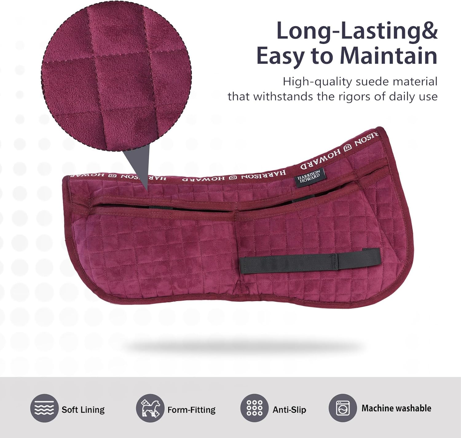 Harrison Howard Correction Half Pad with 4 Pockets and Foam Inserts with Differentiated Thickness Adjustable Horse Riding Pad with Added Cushioning and Comfort