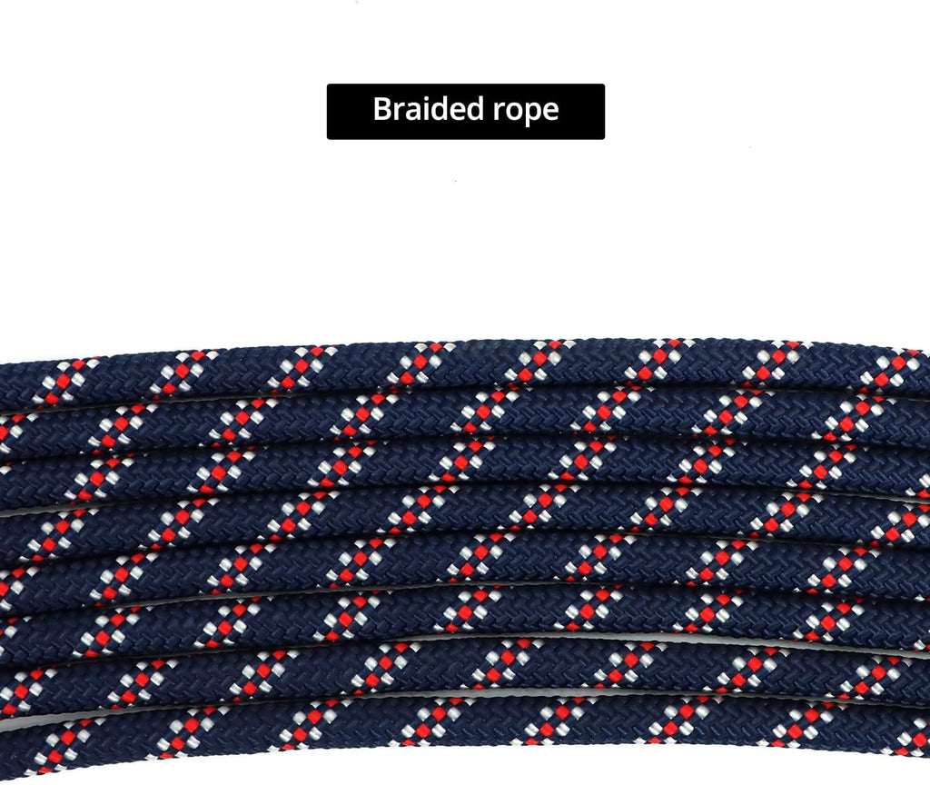 QWORK Adjustable Horse Training and Lunging Aid with Rear Fleece Cover, Navy/Red, Encourages Proper Head Carriage and Comfortable Stretching, Durable Braided Nylon Rope with Metal Clips,