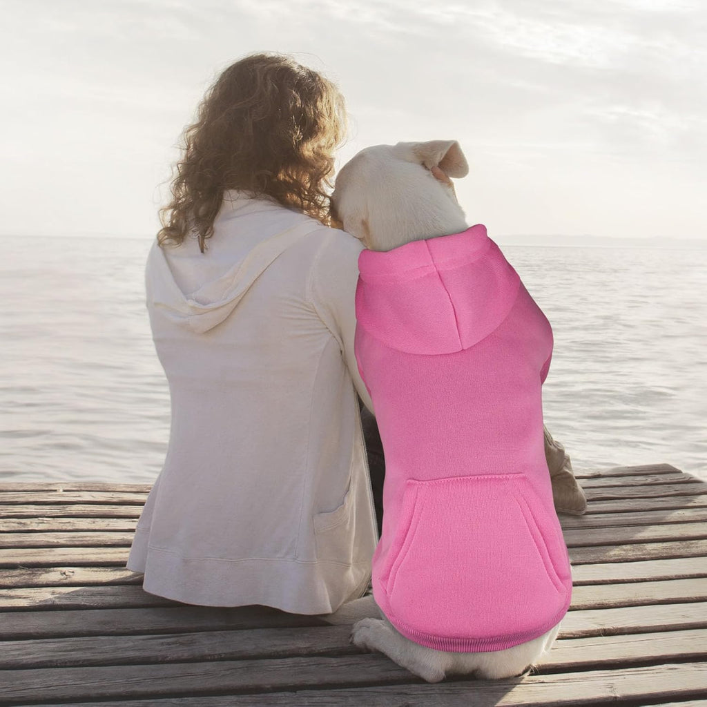 Dog Hoodie Dog Sweaters for Large Dogs Dog Sweater Solid Soft Brushed Fleece Dog Clothes Dog Hoodie Sweatshirt with Pocket(Pink-XXL)