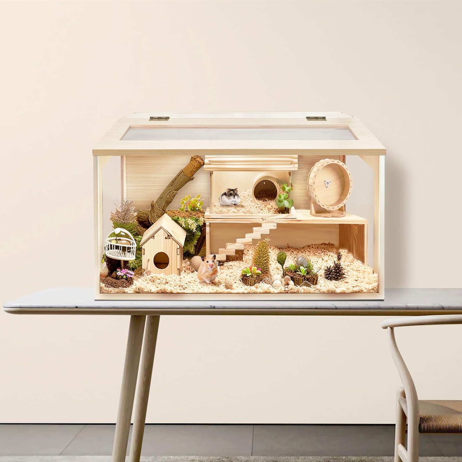 Prolee Hamster Cage Chew Proof, Mice and Rat Habitat Openable Top with Acrylic Sheets, Hamster Habitat Solid Built (24”L x 16" W x 16" H)