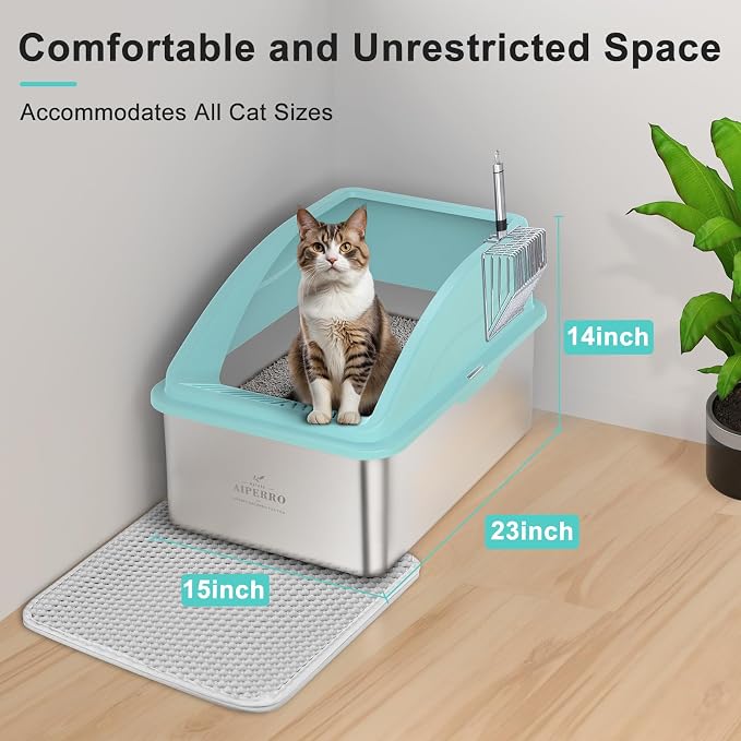 Stainless Steel Litter Box | XXL Deepened 8" Design Enclosed Box - Image 5
