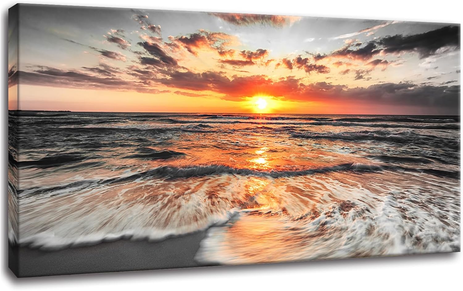 Yxbhhym-Bedroom Wall Art Beach Wall Art Black and White Sunset Canvas Prints Art Seascape Prints Poster Ocean Room Decor Painting Large Pictures for Living Room Wall Decoration Office Décor