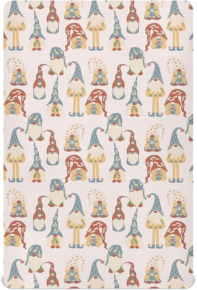 Colorful Gnomes Crib Sheets Soft Breathable Fitted Baby Crib Sheets Mattress Cover for Girl Boys, 52" x 28" x 9"