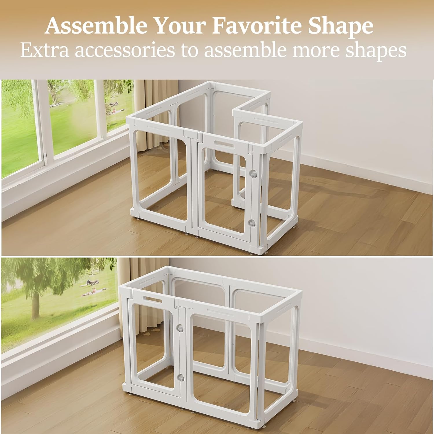Clear Acrylic Dog Playpen with Door, for Puppy Cat Rabbit Transparent Pet Pen, Dog Playpen Indoor, Dog Fence, Easy Assemble & Cleaning Dog Pen for Small & Medium Dogs (23.6“ Height, 8PCS)