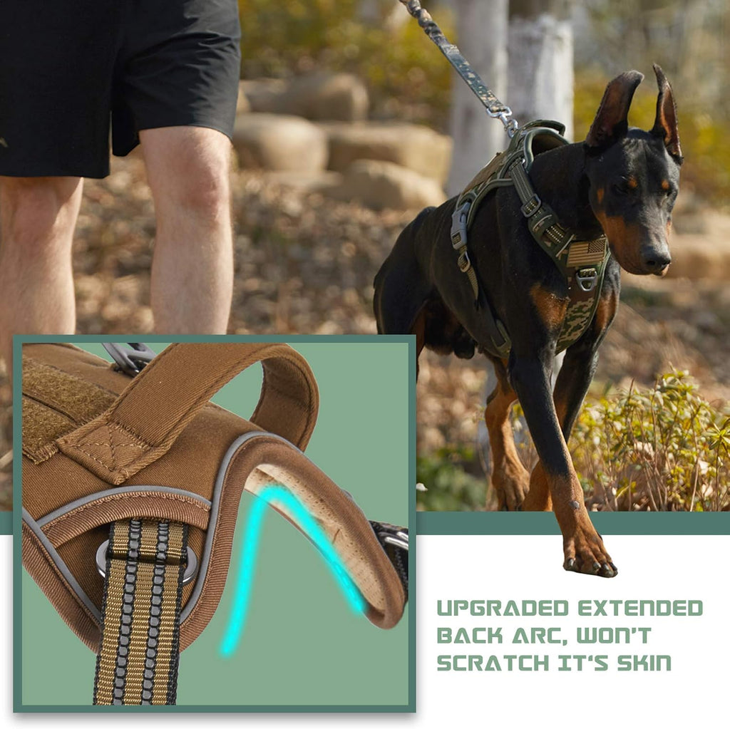 BUMBIN Tactical Dog Harness for Large Dogs No Pull, Famous TIK Tok No Pull Dog Harness, Fit Smart Reflective Pet Walking Harness for Training, Adjustable Dog Vest Harness with Handle Brown XL